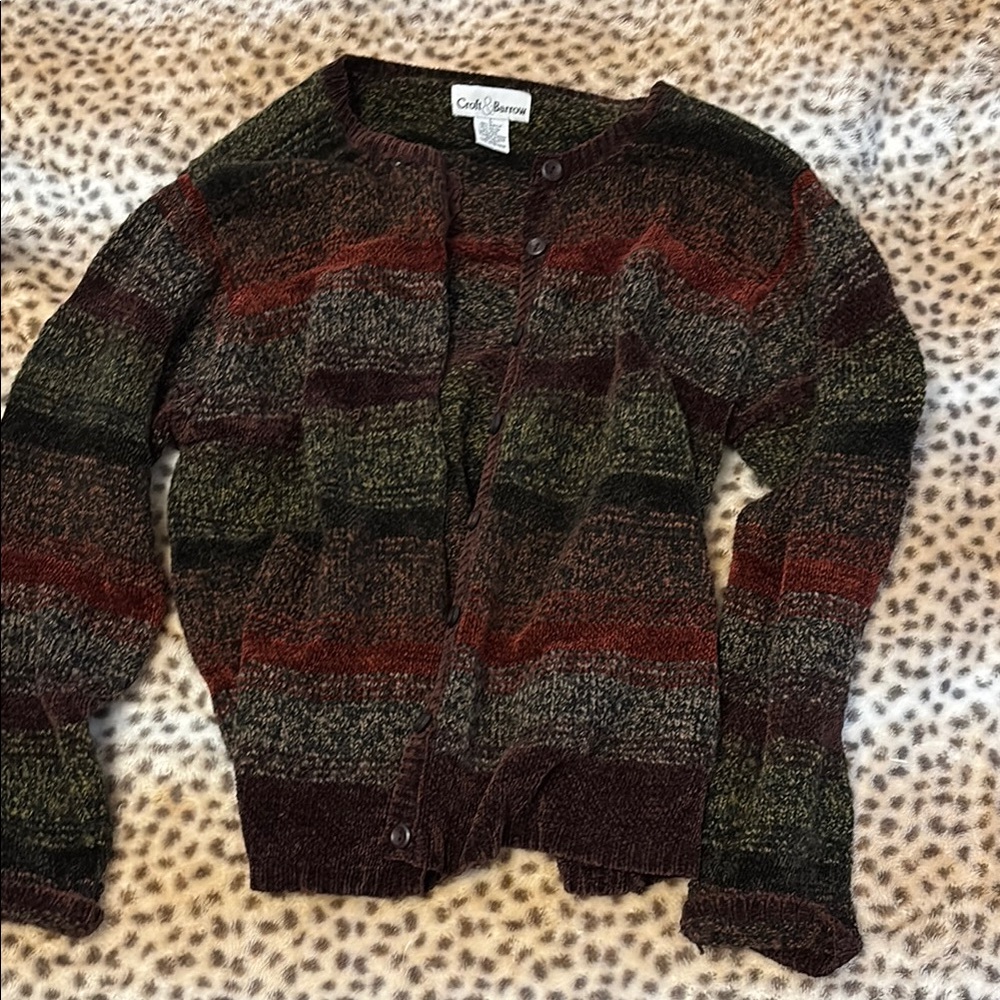 Croft & Barrow Brown and Green Cardigan Sweater